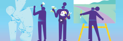 modern graphic of people working