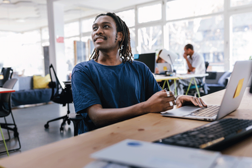 Photo of employee on laptop