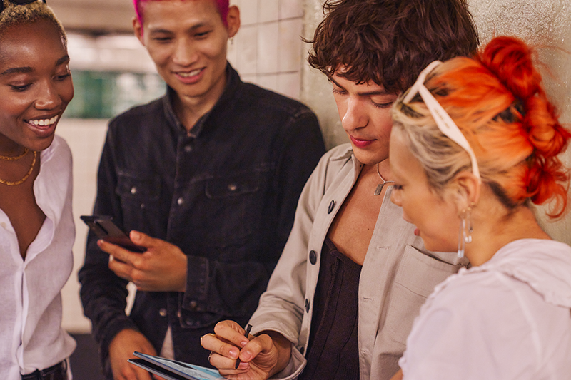 Photo of students talking