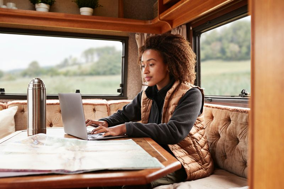 Photo of Microsoft employee working in RV